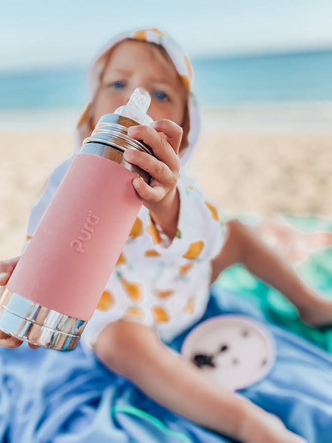 Pura Kiki 7oz Stainless Steel Insulated Infant Bottle – Includes Silicone Medium-Flow Nipple & Sleeve – Anti-Colic, Plastic-Free, MadeSafe Certified