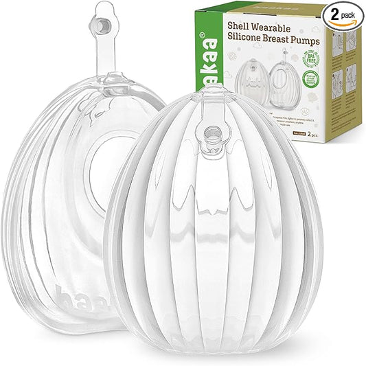 haakaa Wearable Breast Pump, Silicone Shell Breast Pump - Hands Free, Passive Breast Milk Collector Shield for Newborns, Breastfeeding, 120ml-2 pc