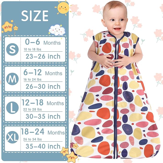 3 Pack Baby Sleep Sack 100% Rayon Cotton Baby Sleeping Bag 2-Way Zipper Toddler Wearable Blankets TOG 0.3. (Leopard&Cobble&Green, 6-12 Months)