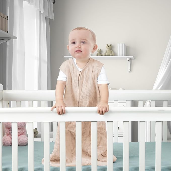 2 Pack Baby Sleep Sack 0-24 Months Baby Sleeping Bag 2-Way Zipper Toddler Wearable Blankets (Beige&Coffee TOG 0.3, Large)