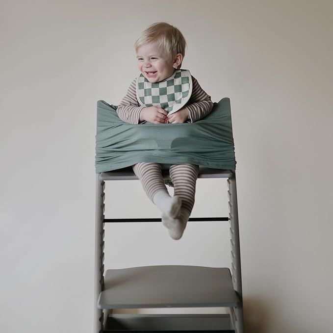 mushie Muslin Baby Bib | Soft Cotton for Infant Drips, Drools & Feedings | Adjustable Fit | 2 Pack