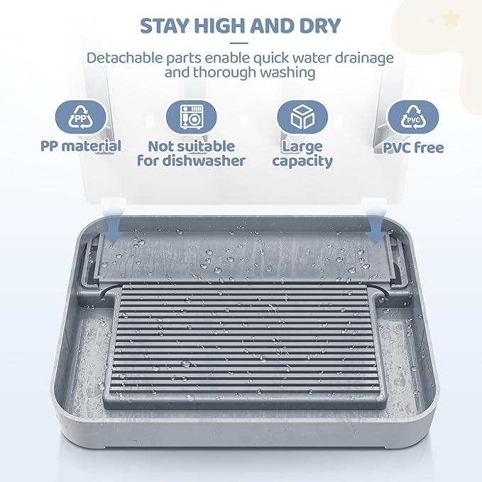 Baby Bottle Drying Rack, Baby Bottle Organizer for Countertop, Bottle Holder for Baby- Space Saving Standing Drying Rack for Baby Bottles and Pump Part Cleaning (Gray)