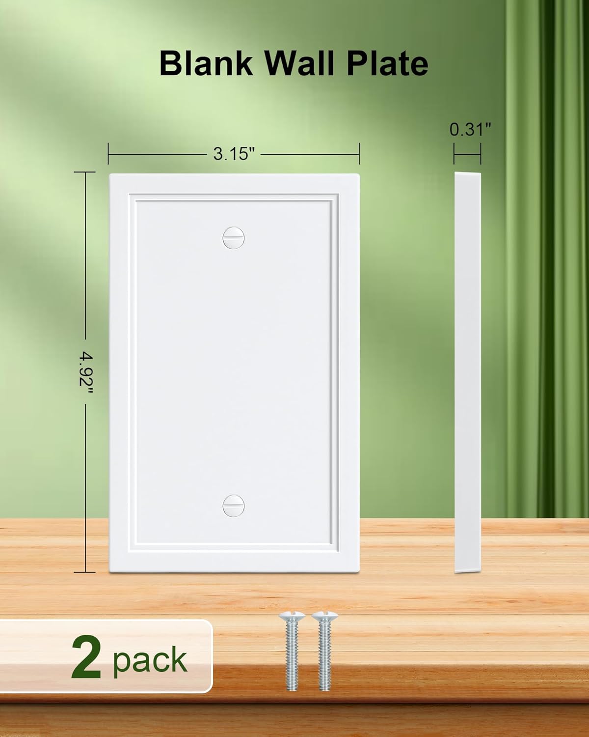 2-Pack Blank Outlet Cover Wall Plate, Natural Material Switch Plates Outlet Covers, Pure White Decorative Wall Plates for Electrical Outlets