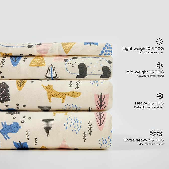 Duomiaomiao 1.5 TOG Toddler Sleep Sack 36-48 Months 100% Cotton Four Season Side Open Zipper Baby Sleep Sack with Feet, Breathable Toddler Wearable Blanket