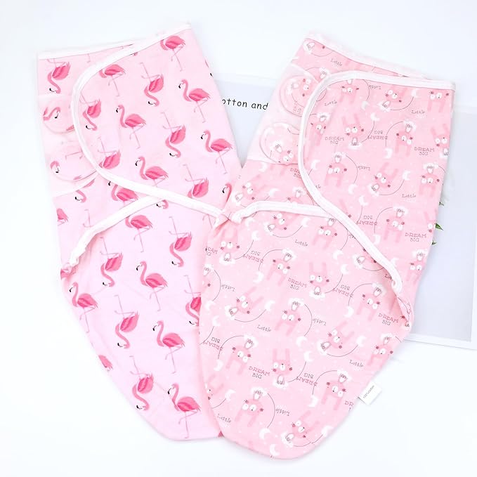 Cinaci 2 Pieces Adjustable Soft Cotton Baby Swaddle Sleep Sacks Hats Newborn Nursery Caps Beanies Bonnets Swaddle Blanket Wraps for Baby Girls Boys Infants Newborns (2PCS S3)