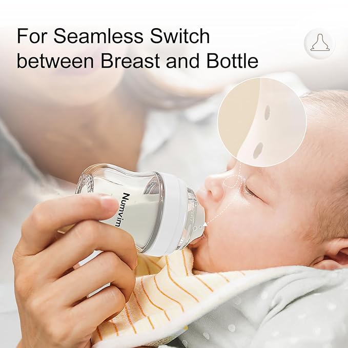 Natural Glass Baby Bottles Gentle & Extra Slow Flow, Newborn Breastfeeding Bottle with Anti Colic Nipple for 0 Months Babies, 3 Packs (Yellow (3 Ounce + 5 Ounce), 1 Count (Pack of 3))