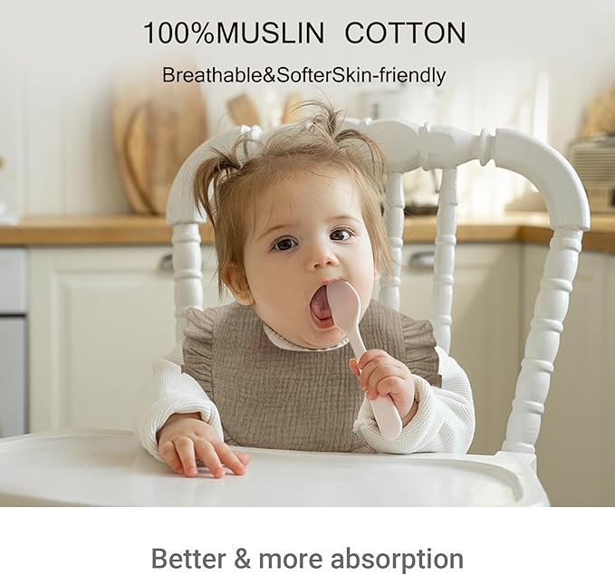 Baby Muslin Bibs,6 Pcs Drool Bandana Bibs for Baby Girl Drooling and Teething,Soft and Absorbent Cotton for Newborn