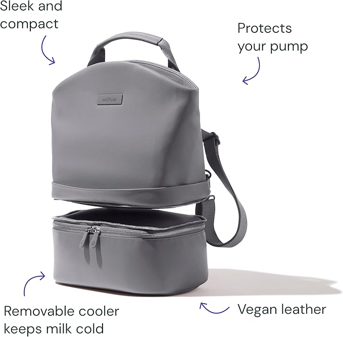 Willow Breast Pump Bag, Grey, Breast Milk Cooler and Pump Bag with Pockets, Convertible and Adjustable Tote for Hands Free Wearable Breast Pumps, Wear as Backpack, Crossbody or Shoulder Bag