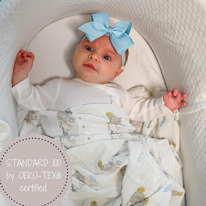 LollyBanks Muslin Swaddle Blankets, 100% Cotton Soft Baby Swaddle Blanket for Boys and Girls, Large 47 x 47 Inches Breathable Baby Receiving Blankets, Baby Essentials, Registry (Rabbit Theme)