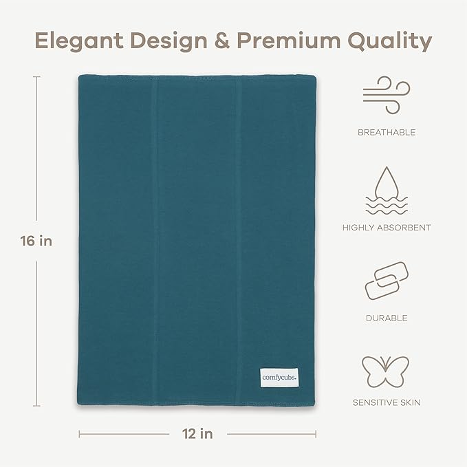 Comfy Cubs Baby Burp Cloths Set (Pack of 10) - Large, 6-Layer, Ultra Absorbent 100% Cotton for Infant Spit-Up, Drool, and Messes - Soft, Gentle, Thoughtful New Born Baby Gifts, Neptune