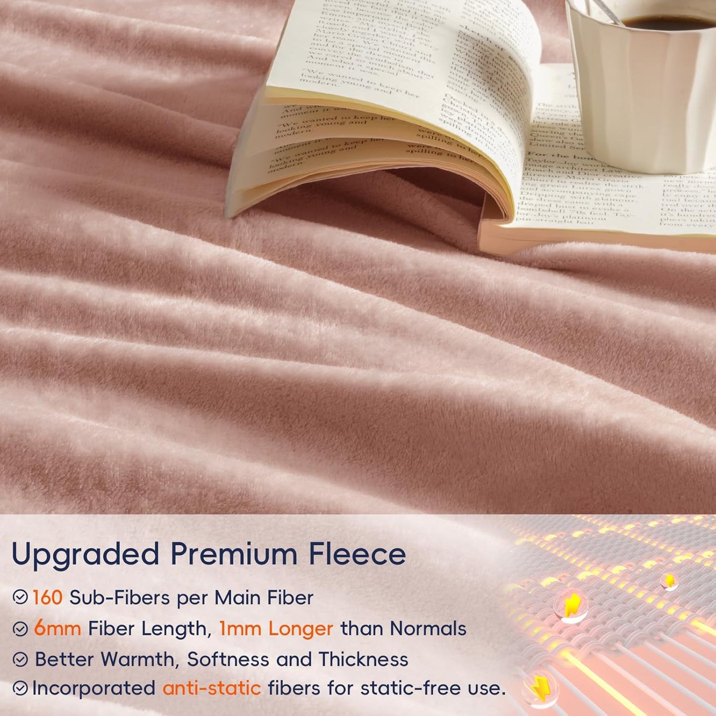 PHF Ultra Soft Fleece Blanket King Size, No Shed No Pilling Luxury Plush Cozy 300GSM Lightweight Blanket for Bed, Couch, Chair, Sofa Suitable for All Season, 108" x 90", Rose Pink