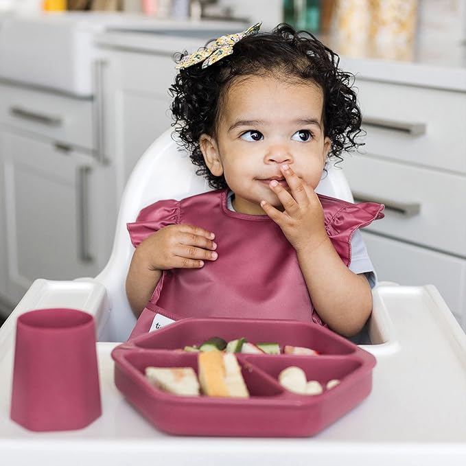 Tiny Twinkle Mess Proof Baby Bibs for Eating – Waterproof, Wipeable Toddler Bibs with Pocket – Baby Food Bibs for Girls & Boys(3 Pack,Unicorn)