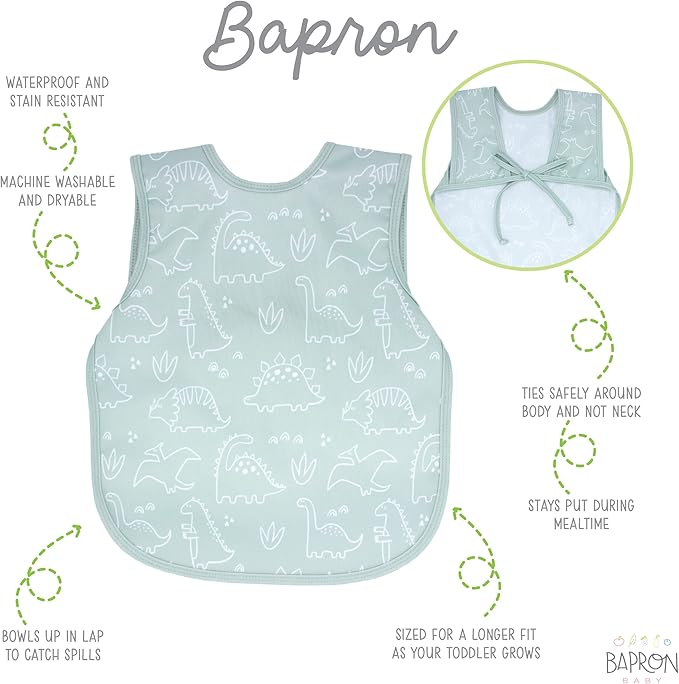 BapronBaby Animal Prints Bapron - No Neck Tie Safer Bib - Baby & Toddler - Soft Waterproof - PVC, BPA & Phthalate Free - 6m+