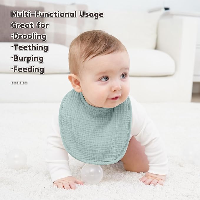Susurration Muslin Baby Drool Bibs 6Pack Soft Square Adjustable Baby Bandana Bibs for Unisex Girls & Boys
