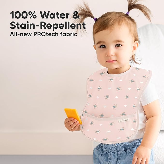 KeaBabies 3-Pack Waterproof Baby Bibs for Eating - Lightweight Toddler Feeding Bibs with Large Food Catcher, Mess Proof, Food-Grade Baby Eating Essentials, Easy to Put On & Clean (Marine Muse)