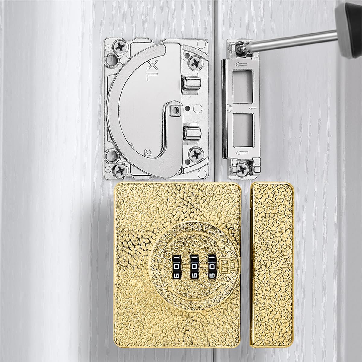 Gold Cabinet Lock,3 Digit Password Keyless,Anti Pry Mechanical Password Lock,Protect Privacy,for Drawer,Cabinets,Locker, Closet,Windows,Sliding Door,Bathroom,and Garden