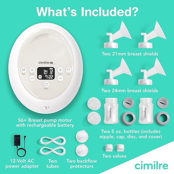 Cimilre S6+ Adjustable Rechargeable Breast Pump & Journey Breast Pump Backpack Bundle – Hospital Strength Double Electric Pump with Stylish Travel Backpack