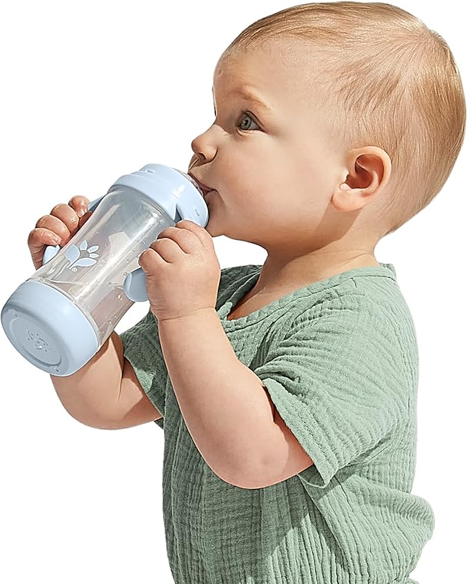 green sprouts® Glass & Sprout Ware® Sip & Straw 5oz., 6mo+, Plant-Plastic, Platinum-Cured Silicone, Dishwasher Safe, Grows with Baby, Tested for Hormones, 5oz, Light Blueberry