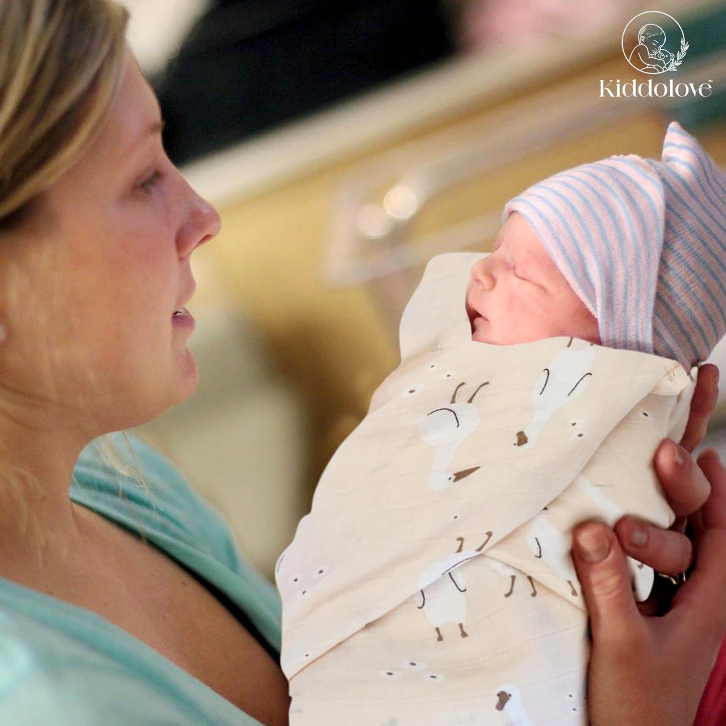 Muslin Swaddle Blankets for Newborn – 3 Pack Large 47"x47" Receiving Blankets – Soft, Breathable & Gentle – Unisex Little Farm