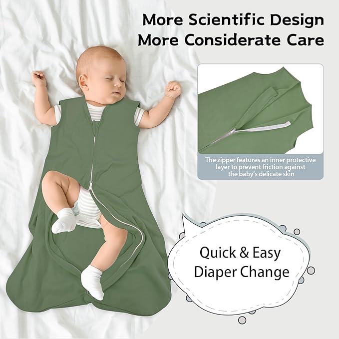 Baby Sleep Sack 0-6 Months,100% Cotton TOG 0.5 Wearable Blanket for Newborn and Infant, 3 Pack 2-Way Zipper Lightweight Sleeping Bags for Toddler