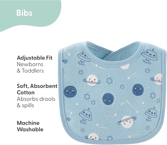 The Peanutshell Baby Boy or Girl Terry Bibs Set of 10-100% Cotton, Soft, Absorbent Baby Bibs for Boys and Girls, Unisex Toddler Baby Boy or Girl Bibs Set, Newborn & Infant Bib - Soft Neutral