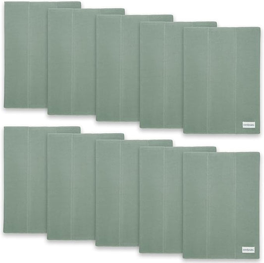 Comfy Cubs Baby Burp Cloths Set (Pack of 10) - Large, 6-Layer, Ultra Absorbent 100% Cotton for Infant Spit-Up, Drool, and Messes - Soft, Gentle, Thoughtful New Born Baby Gifts, Fern