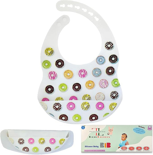 BPA-Free Silicone Baby Bibs with Travel Case, Toddlers Boys/Girls, Large Pocket, Adjustable, Toddlers 6-48 Months