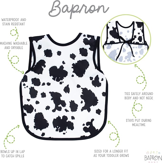BapronBaby Animal Prints Bapron - No Neck Tie Safer Bib - Baby & Toddler - Soft Waterproof - PVC, BPA & Phthalate Free - 6m+
