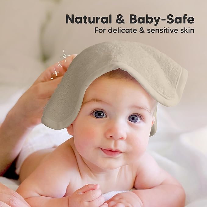 6-Pack Baby Washcloths - Soft Absorbent Viscose from Bamboo Wash Cloths for Babies, Kids, Toddlers, Infant, Newborn Bath Towels, Gentle on Sensitive Skin, 10x10 Reusable Face Towels (Hills)