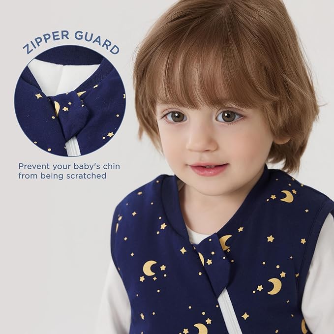 Duomiaomiao 2.5 TOG Toddler Sleep Sack 6-12 Months 100% Cotton Winter Side Open Zipper Baby Sleep Sack with Feet, Warm Toddler Wearable Blanket