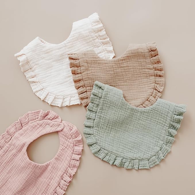 Baby Muslin Bibs Bandana Drool Bibs for Unisex Boys & Girls, Soft and Absorbent Cotton Teething Drooling Bib Set for Newborn Toddler