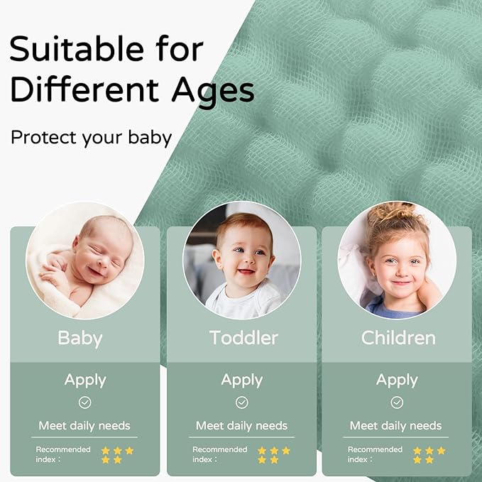 Yoofoss Hooded Baby Towels for Newborn 2 Pack 100% Muslin Organic Cotton Baby Bath Towel with Hood for Babies, Infant, Toddler and Kids, 32x32Inch, Soft and Absorbent Newborn Essential, Green Elephant