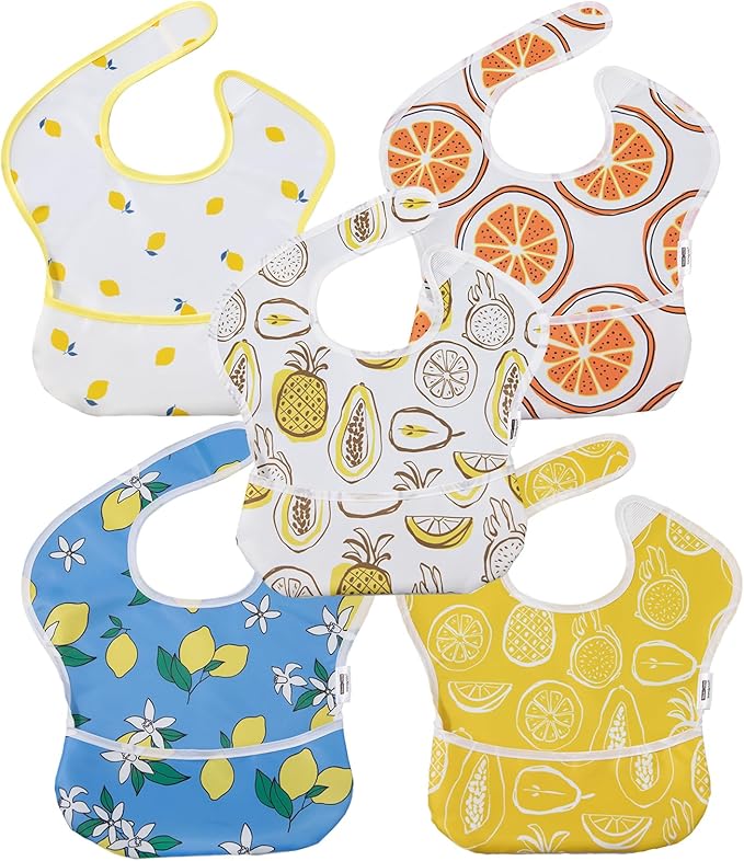 Soarwg Kids Baby Bibs, 5 Pack Waterproof Bibs for Unisex Boys Girls, Essential Must Have for Babies Eating, Feeding