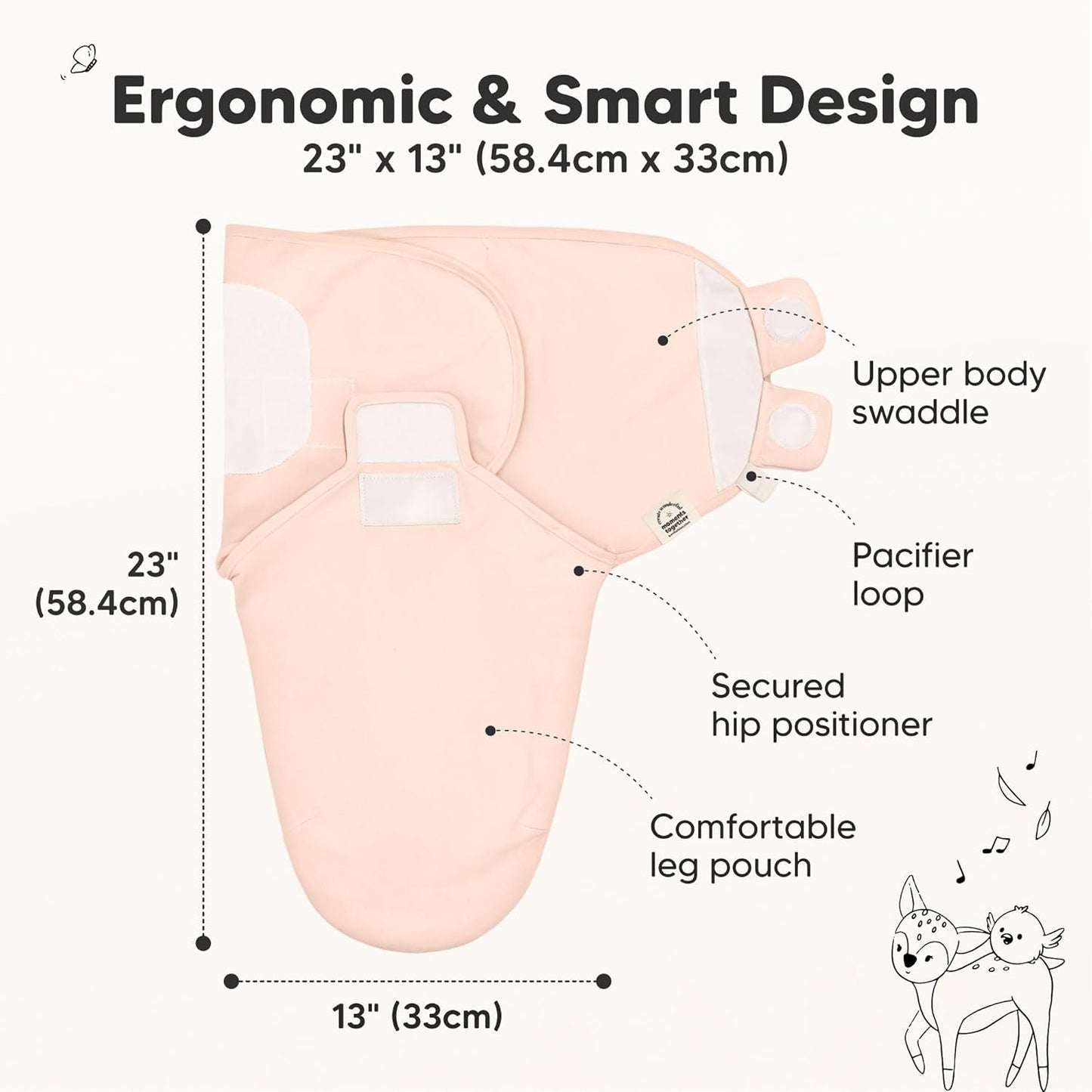 3-Pack Organic Baby Swaddle Sleep Sacks - Swaddles for Newborns, Infant 3-6 Months, Baby Girls, Boys, Soft & Snug Newborn Sleep Sack, Nursery Swaddling Blankets (Angelic, L)
