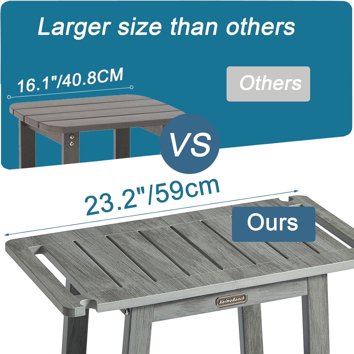 HDPS Shower Bench Seat with Shelf, Waterproof Shower Stool, Bathroom Chair for Spa with Handle, Weather Resistant/Non-Slip/Handles/Indoor or Outdoor Use, Weight Capacity 500LBS