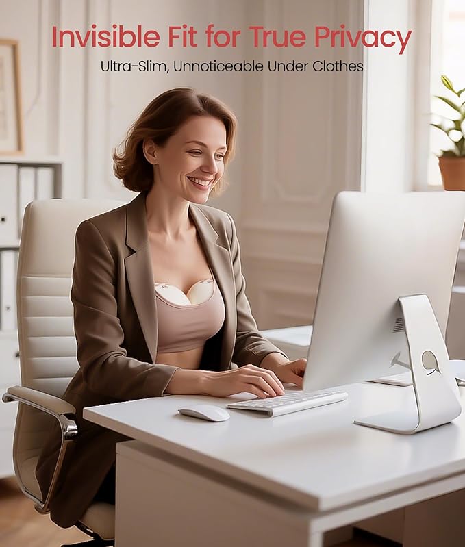 NCVI Heated Breast Pump Hands Free 8161, Wearable 360° Surround Heating, 300 mmHg Hospital-Grade Suction, 2000mAh Long Battery, 4 Modes & 9 Levels, Leakproof Design, Slim & Quiet, 19–28mm Flanges