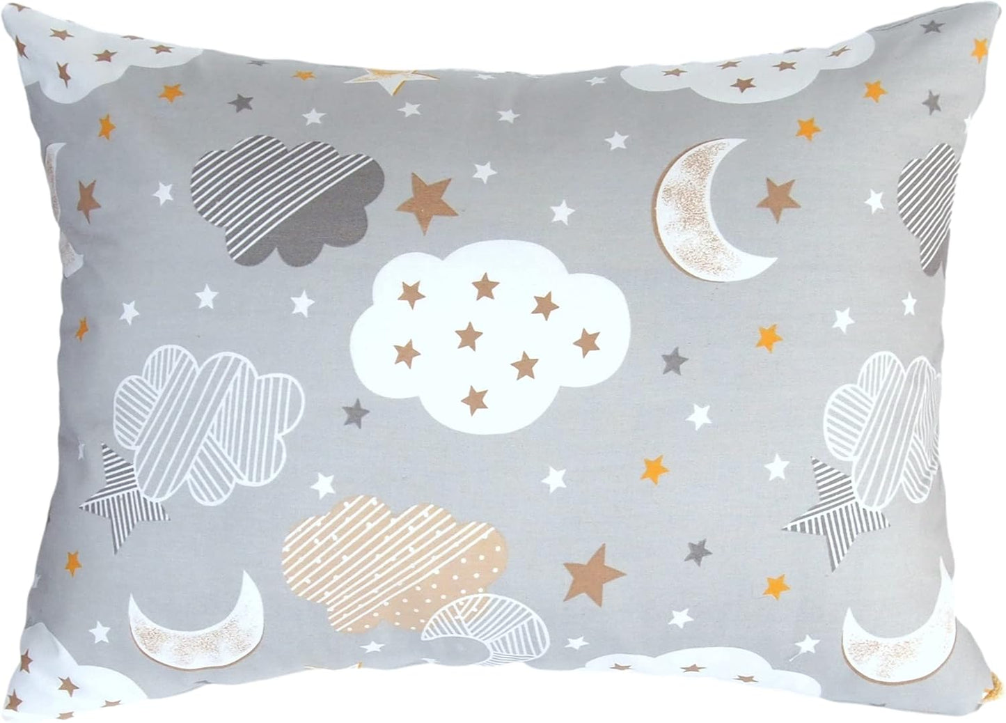 Toddler Pillowcases 13x18 Grey - Cotton Toddler Pillowcase Star Moon, Toddler Star Pillowcase Boy, Mini Travel Pillow Case Cover - Grey Moon Stars