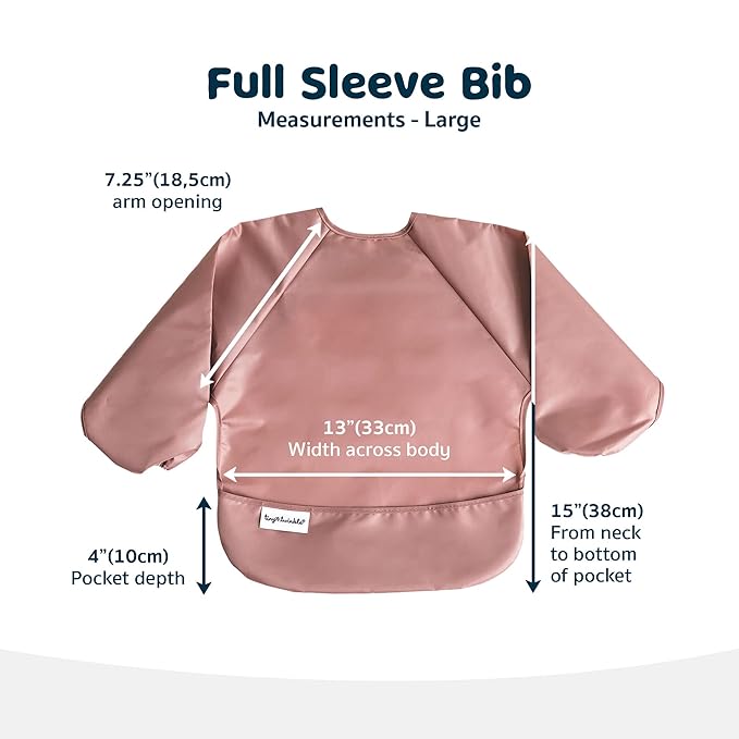 Tiny Twinkle Long Sleeve Bib for Babies & Toddlers – 2 Pack Waterproof Smock Bibs for Eating – Machine Washable & Mess-Proof, Baby Feeding Essential & Shower Must-Have (Taupe Dandelion,2-4Y)