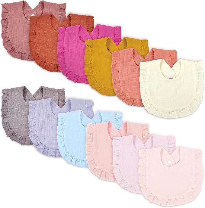 Baby Drool Bibs for Unisex Girls Boys 12 Pack Baby Muslin Bibs for Drooling and Teething