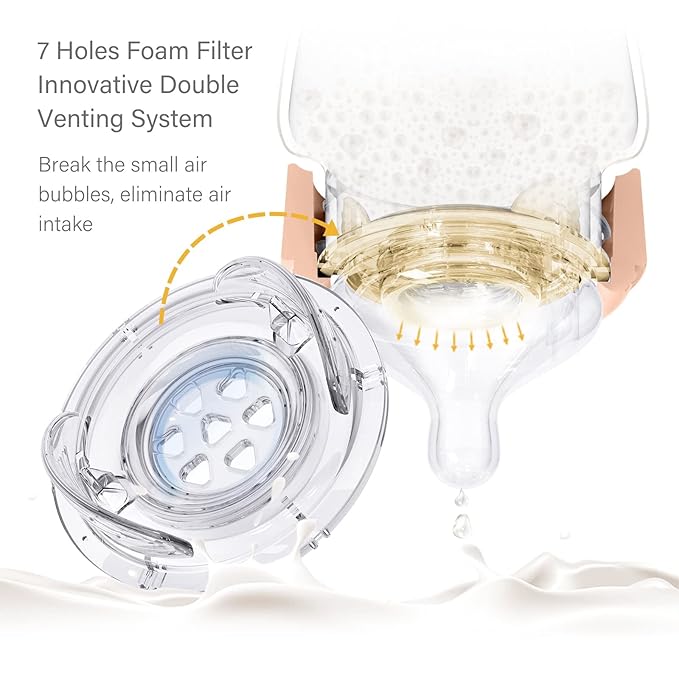 Yooforea Silicone Coated Glass Baby Bottle, 0M+ Slow Flow Nipple I Anti-Colic, Wide Neck, Stable Base I Medical-Grade Silicone Coating for Shatter Protection, BPA BPS PVC Free (3 Ounce-Honey)