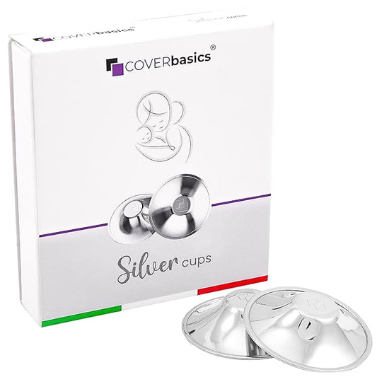 Original Italian Silver Nursing Cups - Nipple Shields for Breastfeeding - Helps Soothe and Protect Sore Nipples - Dermatologically Tested - Medical Device FDA-Registered (Small)