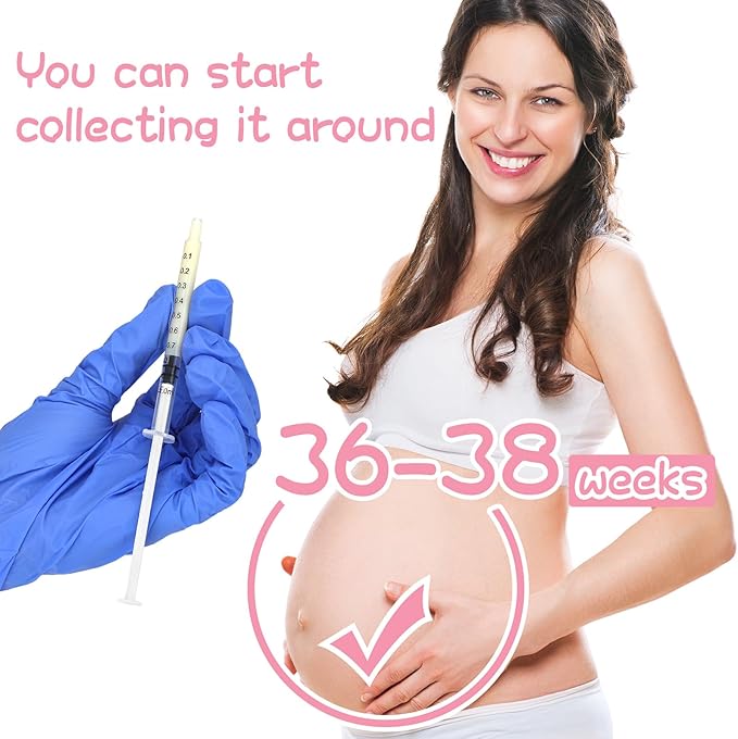 Trelaco Colostrum Collector Kit Include Sterile Sealed Breast Milk Syringes with Caps No Needle Colostrum Syringes Stickers 1 Measuring Cup Harvesting Collection for Breastmilk(50 Sets,1 ml)