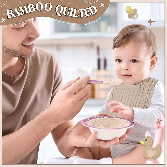 Frienda 8 Pcs Muslin Baby Bibs Cotton Bandana Drool Bibs Bulk for Newborn Infant 6 Absorbent Layers Feeding Accessory