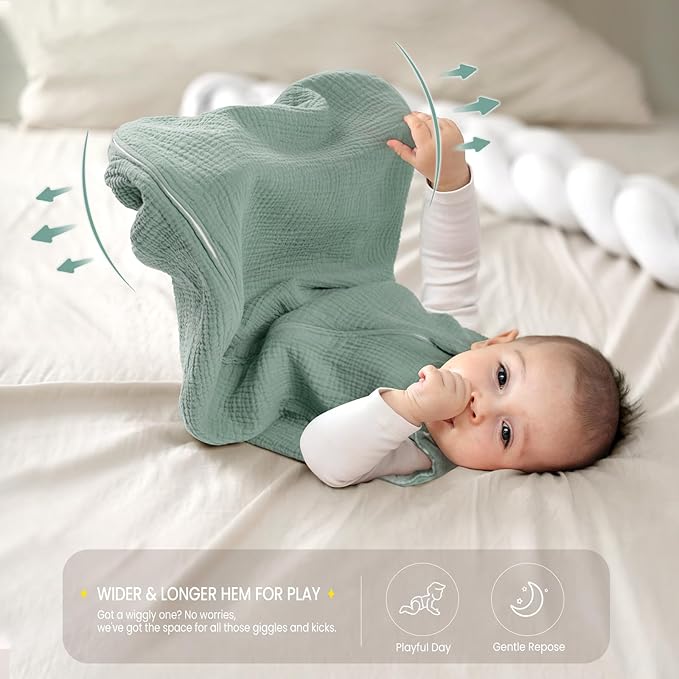 lulumoon Sleep Sack Muslin for Baby: Cotton Wearable Blanket for 15-24 Months - Soft Lightweight Ideal for Nursery Lounge Nighttime Naptime