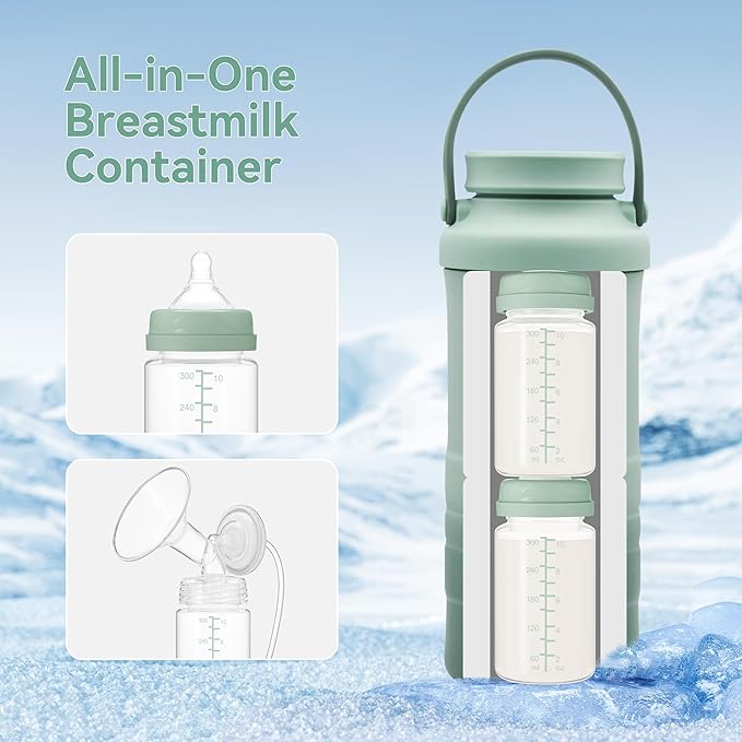 10oz Breastmilk Storage Bottle for Momcozy Milk Cooler 22oz, Breast Milk Cooler Bottles for Fridge, Wide Neck Pump Bottles Compatible with Spectra Motif Luna, Travel Breastfeeding,4PCS