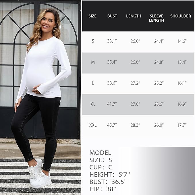 GINKANA Maternity Workout Tops Long Sleeve Pregnancy Yoga Shirts for Pregnant Women Thumb Holes Mama Clothes