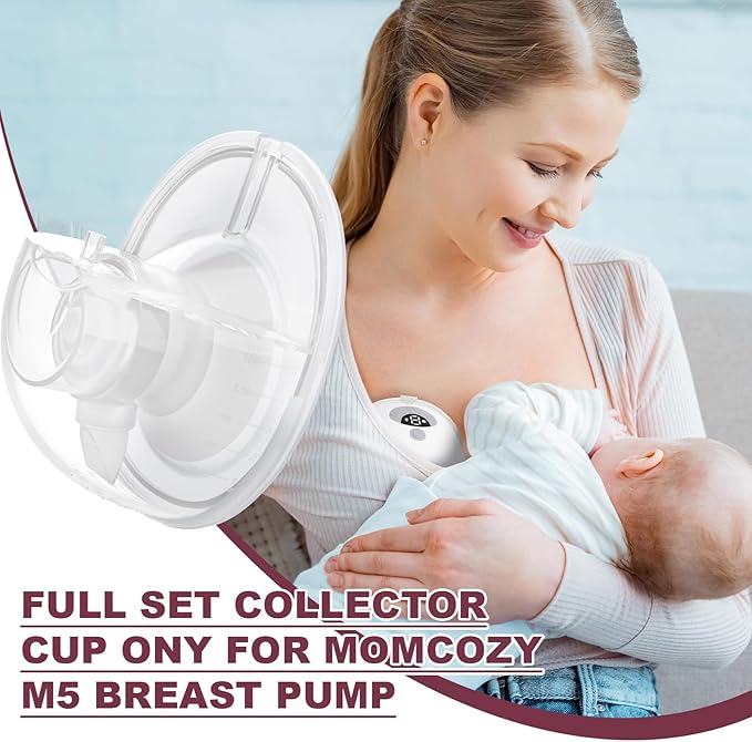 Two Complete Sets Compatible with Momcozy M5 Breast Pump Replacement Parts, 27mm Collection Cup and 15/17/19/21mm 8pcs Flange Size Kit for M5 only, not Other Models