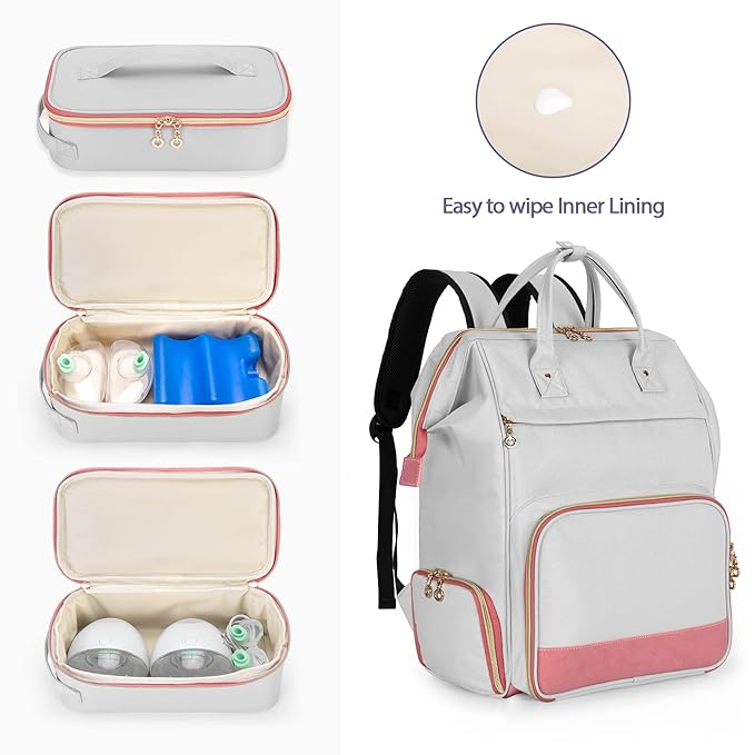Damero Wearable Breast Pump Backpack Bag with Cooler, Compatible with Willow, Elvie and Momcozy Breast Pump, with Laptop Sleeve for Working Moms, Patent Pending