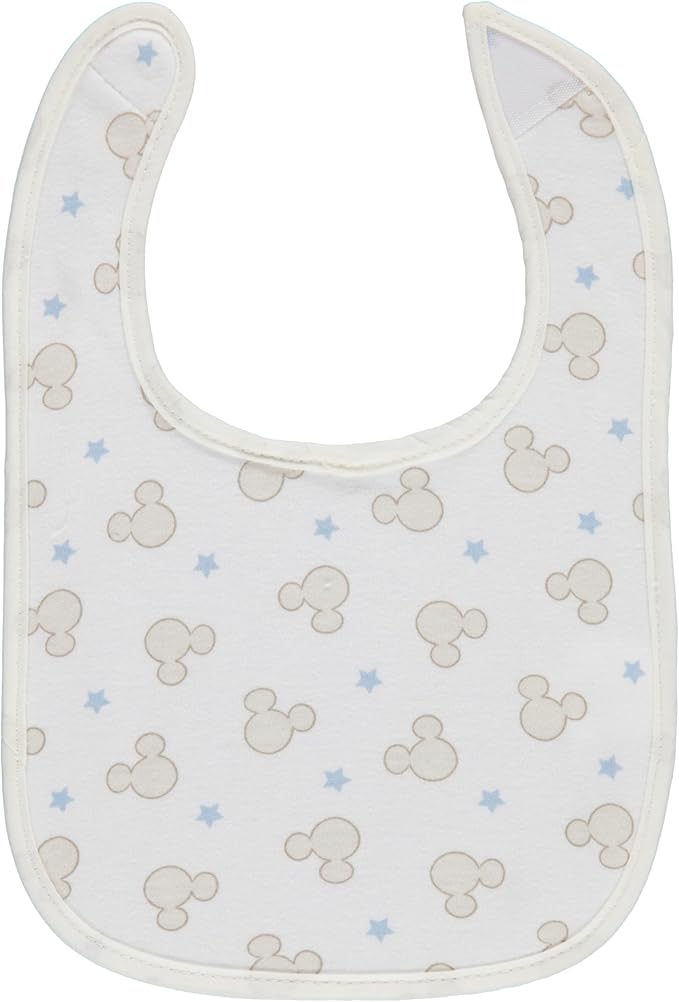 Disney 10-Pack Mickey Mouse Baby Bibs – Ten Soft, Absorbent, and Adjustable Cotton Bibs for Mess Free Meals
