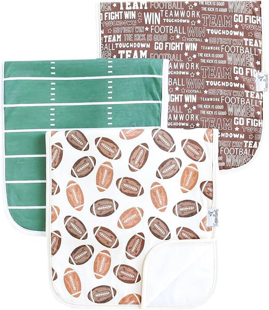 Copper Pearl Premium Baby Burp Cloths - 3-Pack Large Cotton Burp Cloths, Extra Soft Spit Up Rags with 3 Absorbent Layers, Perfect for Baby Boy and Baby Girl Gifts (21" x 10" Size, Blitz Set)